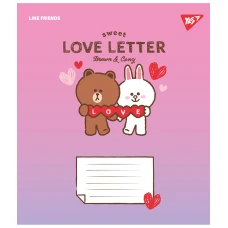 Зошит А5/12 арк коса YES Line Friends. Love letter, 766934