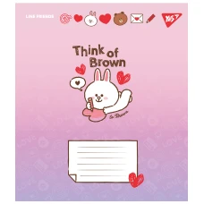 Зошит А5/12 арк коса YES Line Friends. Love letter, 766934