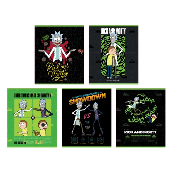 Зошит 24 арк., лінія, софт тач + УФ лак, Rick and Morty RM24-239 Kite