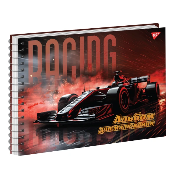 Альбом для малювання, А4 40 арк. 100г/м2, спіраль "Racing" виб.гібрід.лак, 130575 YES