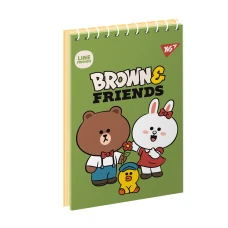 Зошит для записів А7, 80арк. кліт., од.спіраль, "Line Friends" 151968 YES