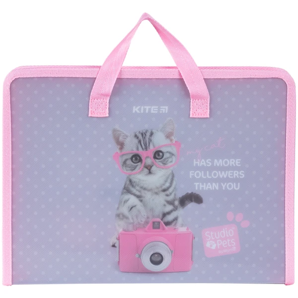 Папка-портфель на блискавці, 1 відділ., A4, Studio Pets SP24-202 Kite