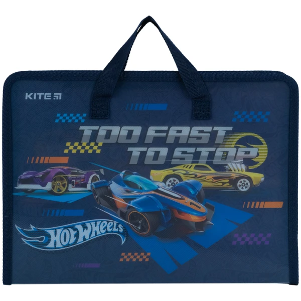 Папка-портфель на блискавці, 1 відділ., A4, Hot Wheels HW24-202 Kite