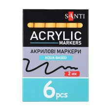 Маркер акриловий SANTI SAC-01, жовтий, 2 мм. 391030