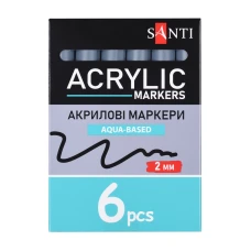 Маркер акриловий SANTI SAC-22, темно-сірий, 2 мм. 391051