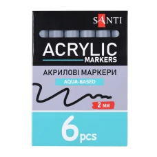 Маркер акриловий SANTI SAC-23, сірий, 2 мм. 391052