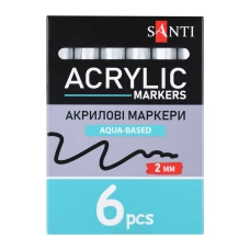 Маркер акриловий SANTI SAC-24, срібло, 2 мм. 391053