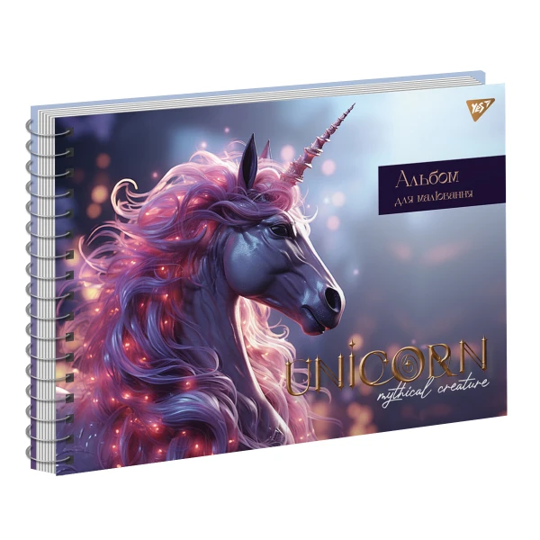 Альбом для малювання, А4 40 арк. 100г/м2, спіраль "Mystical animals" виб.гібрід.лак, 130574