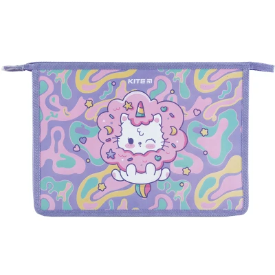 Папка на блискавці A4+, Kite Rainbow Catcorn K24-428-1