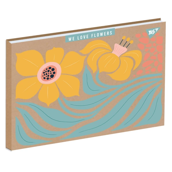 Альбом для малювання, А4 30 арк. 100г/м2, склейка білила "Flowers" крафт 130582