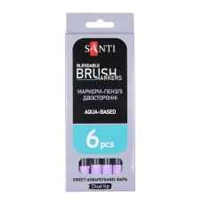 Маркер акварельний SANTI "Brush Marker" SWB-10, рожевий, двосторонній, 391066