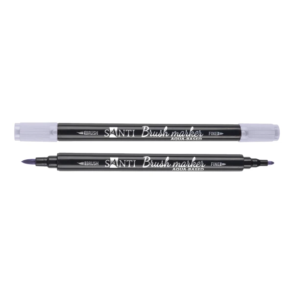 Маркер акварельний SANTI "Brush Marker" SWB-11, бузковий, двосторонній, 391067