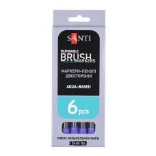Маркер акварельний SANTI "Brush Marker" SWB-13, глибокий фіолетовий, двосторонній, 391069
