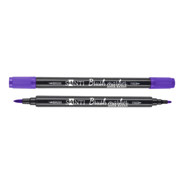 Маркер акварельний SANTI "Brush Marker" SWB-13, глибокий фіолетовий, двосторонній, 391069