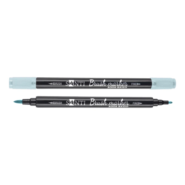 Маркер акварельний SANTI "Brush Marker" SWB-14, блакитний, двосторонній, 391070