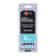 Маркер акварельний SANTI "Brush Marker" SWB-14, блакитний, двосторонній, 391070