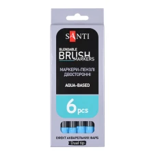 Маркер акварельний SANTI "Brush Marker" SWB-15, аквамарин, двосторонній, 391071