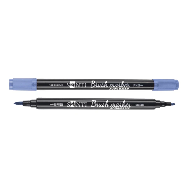 Маркер акварельний SANTI "Brush Marker" SWB-18, берлінська блакить, двосторонній, 391074
