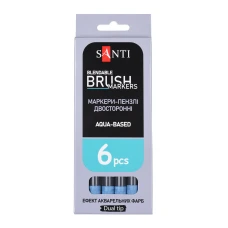 Маркер акварельний SANTI "Brush Marker" SWB-18, берлінська блакить, двосторонній, 391074
