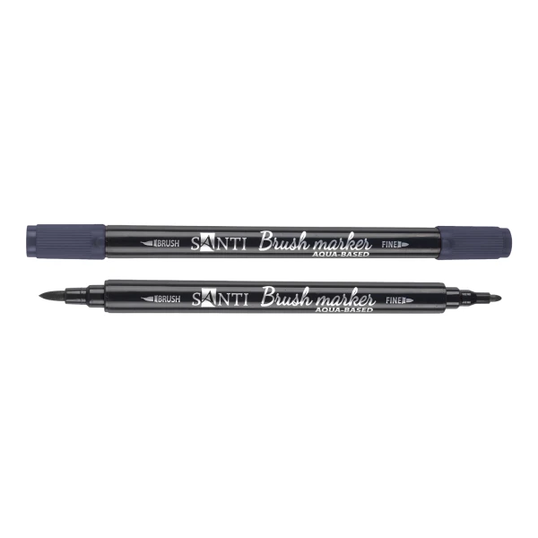Маркер акварельний SANTI "Brush Marker" SWB-19, темно-синій, двосторонній, 391075