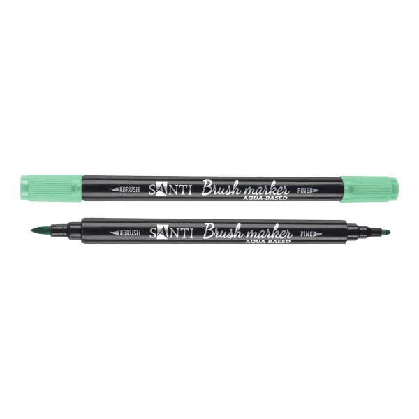 Маркер акварельний SANTI "Brush Marker" SWB-20, м'ятний, двосторонній, 391076
