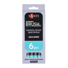Маркер акварельний SANTI "Brush Marker" SWB-20, м'ятний, двосторонній, 391076