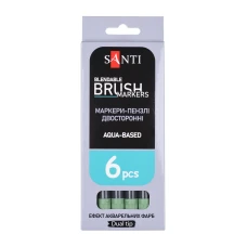 Маркер акварельний SANTI "Brush Marker" SWB-21, зелений хакі, двосторонній, 391077