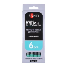 Маркер акварельний SANTI "Brush Marker" SWB-22, темно-зелений, двосторонній, 391078