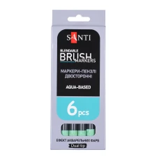 Маркер акварельний SANTI "Brush Marker" SWB-23, зелений, двосторонній, 391079