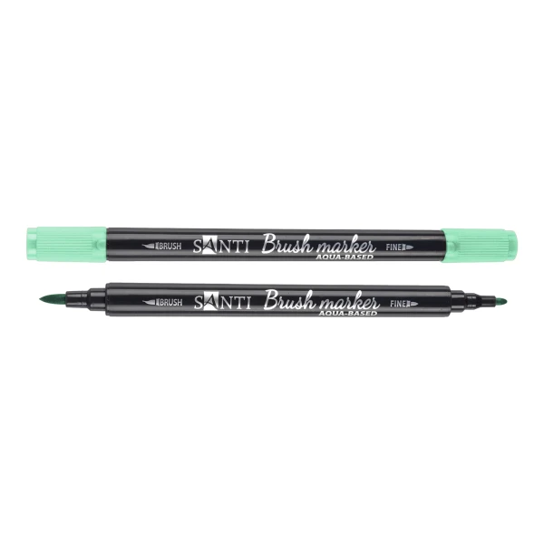 Маркер акварельний SANTI "Brush Marker" SWB-23, зелений, двосторонній, 391079