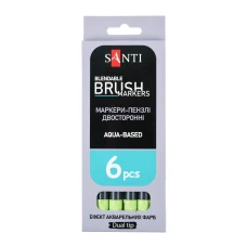 Маркер акварельний SANTI "Brush Marker" SWB-24, салатовий, двосторонній, 391080