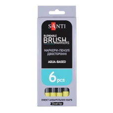 Маркер акварельний SANTI "Brush Marker" SWB-25, світло-зелений, двосторонній, 391081