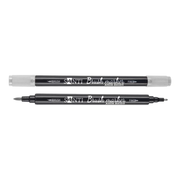 Маркер акварельний SANTI "Brush Marker" SWB-29, світло-сірий, двосторонній, 391085