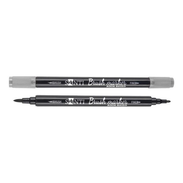 Маркер акварельний SANTI "Brush Marker" SWB-30, сірий, двосторонній, 391086