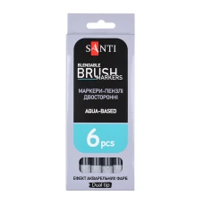 Маркер акварельний SANTI "Brush Marker" SWB-30, сірий, двосторонній, 391086