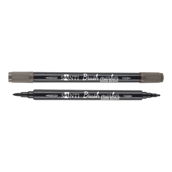 Маркер акварельний SANTI "Brush Marker" SWB-31, сіро-коричневий, двосторонній, 391087