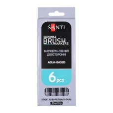 Маркер акварельний SANTI "Brush Marker" SWB-31, сіро-коричневий, двосторонній, 391087