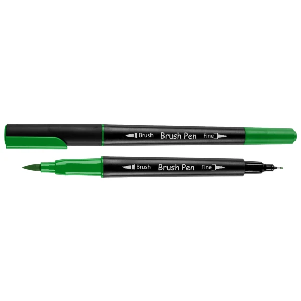 Маркер акварельний SANTI "Brush Pen" SW-19, зелений, двосторонній, 391019
