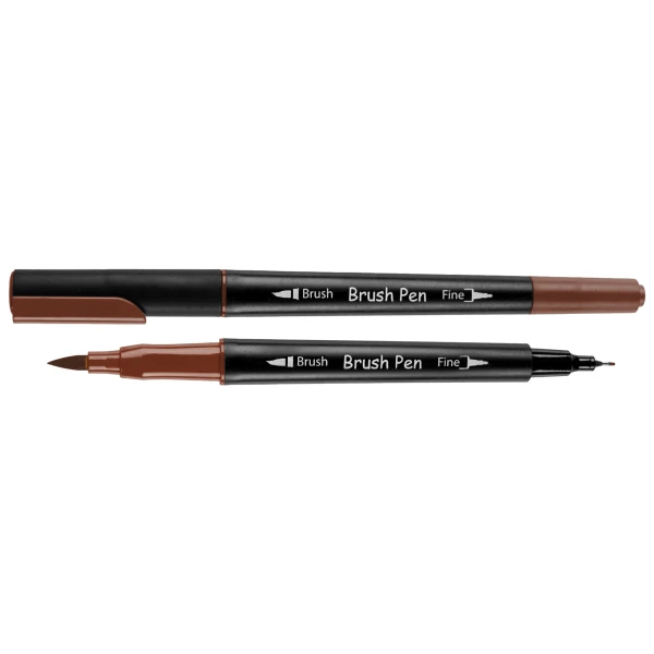 Маркер акварельний SANTI "Brush Pen" SW-23, темно-коричневий, двосторонній, 391023