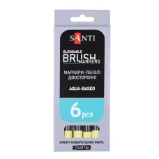 Маркер акварельний SANTI "Brush Marker" SWB-01, світло-жовтий, двосторонній, 391057