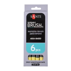 Маркер акварельний SANTI "Brush Marker" SWB-02, жовтий, двосторонній, 391058