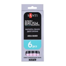 Маркер акварельний SANTI "Brush Marker" SWB-06, світло-рожевий, двосторонній, 391062