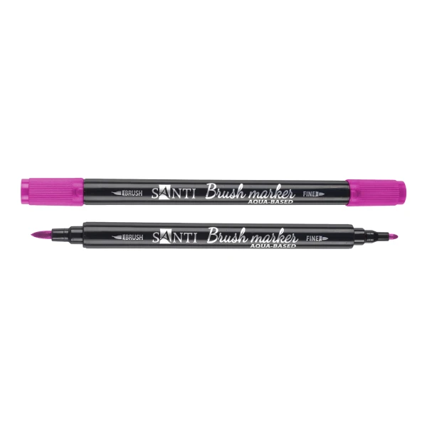 Маркер акварельний SANTI "Brush Marker" SWB-08, фуксія, двосторонній, 391064