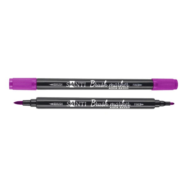 Маркер акварельний SANTI "Brush Marker" SWB-09, фіолетовий, двосторонній, 391065