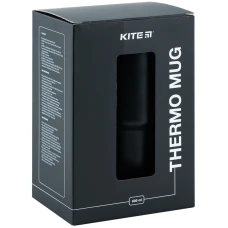 Термокружка з ручкою 600 мл, чорна, K24-1207-1 Kite
