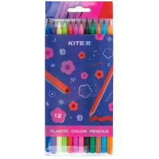 Олівці кольорові пластикові, 12шт Kite Flower K24-049-1