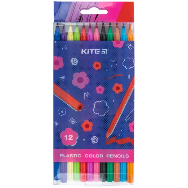 Олівці кольорові пластикові, 12шт Kite Flower K24-049-1