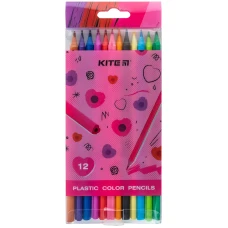 Олівці кольорові пластикові, 12шт Kite Heart  K24-049-2