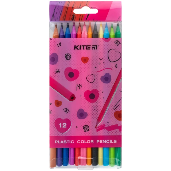 Олівці кольорові пластикові, 12шт Kite Heart K24-049-2