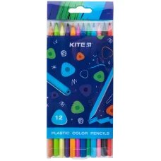 Олівці кольорові пластикові, 12шт Kite Triangle K24-049-3
